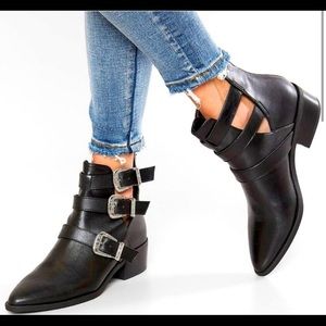 Madden girl black booties with buckle detail